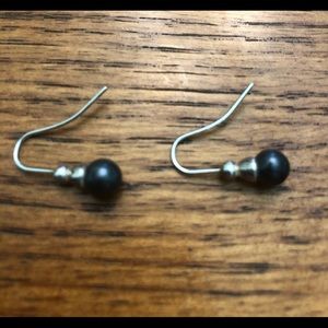 Cultured black pearl and sterling earrings